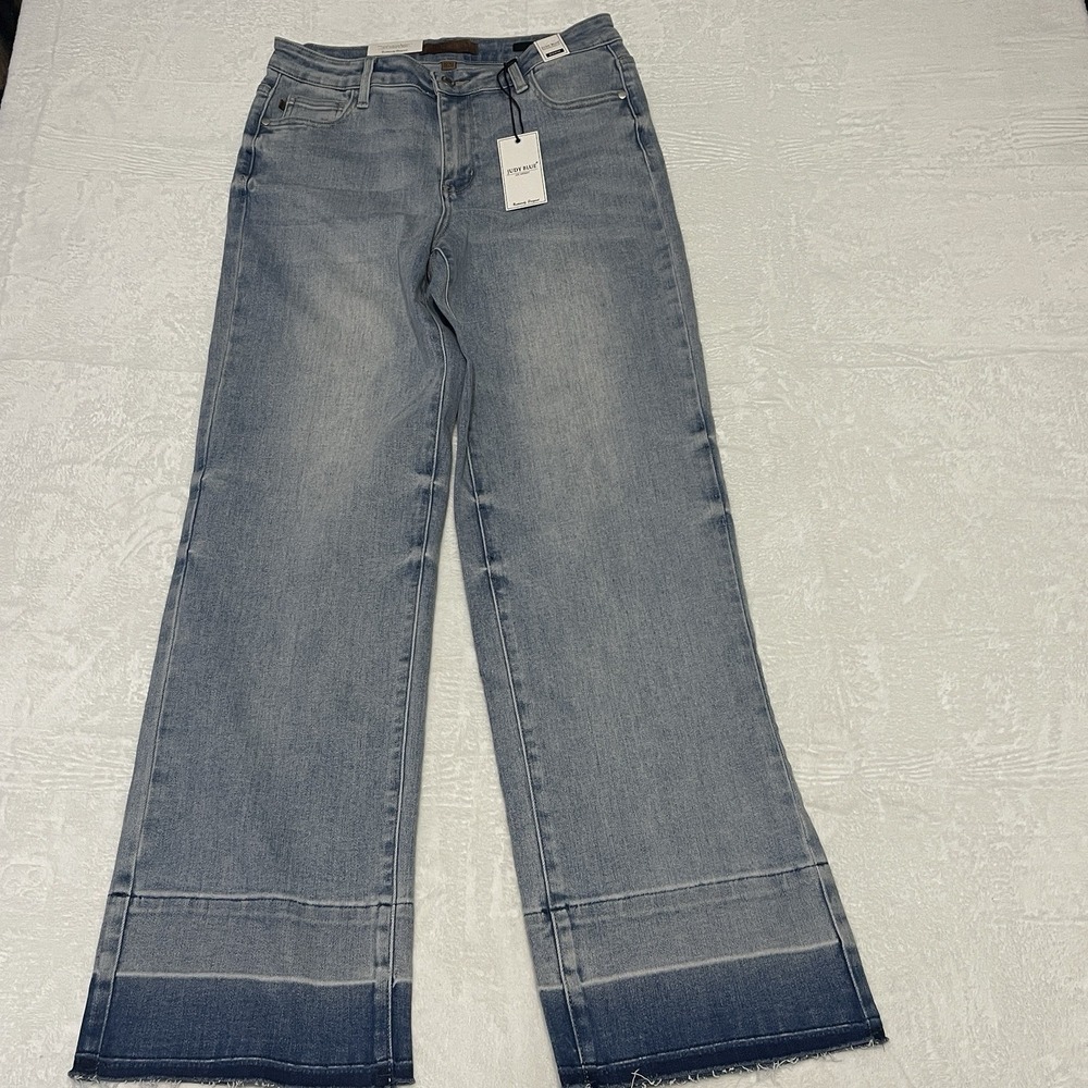 Judy Blue Flare Jeans Womens 9/29 Mid Rise Boho Wide Leg Unhemmed Raw Edge